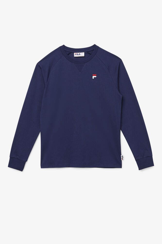 Fila T-Shirt Herre Mørkeblå Flynn Lang Ærme MXL-825947